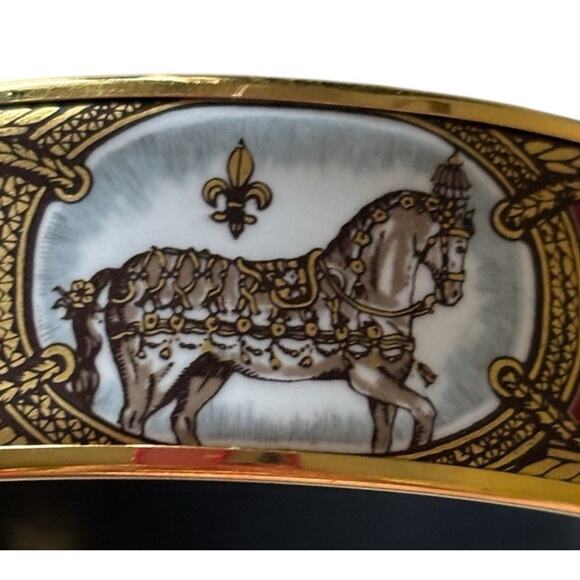 Cert Auth Hermes Enamel Cloisonné “Grand Apparat” Bangle Bracelet Plating - Picture 4 of 16